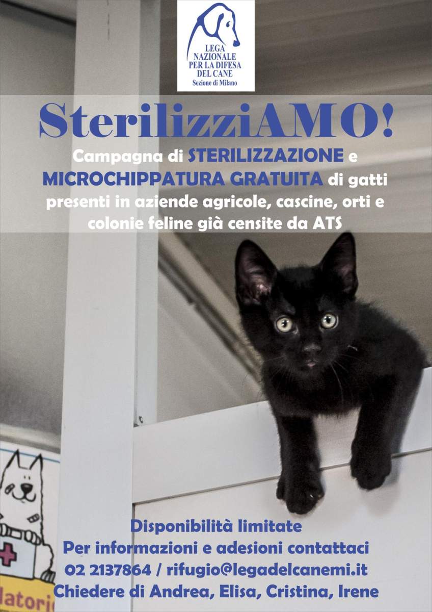 sterilizziAMO ! Campagna di sterilizzazione e microchippatura gratuite per i gatti di Cascine, Aziende Agricole e orti