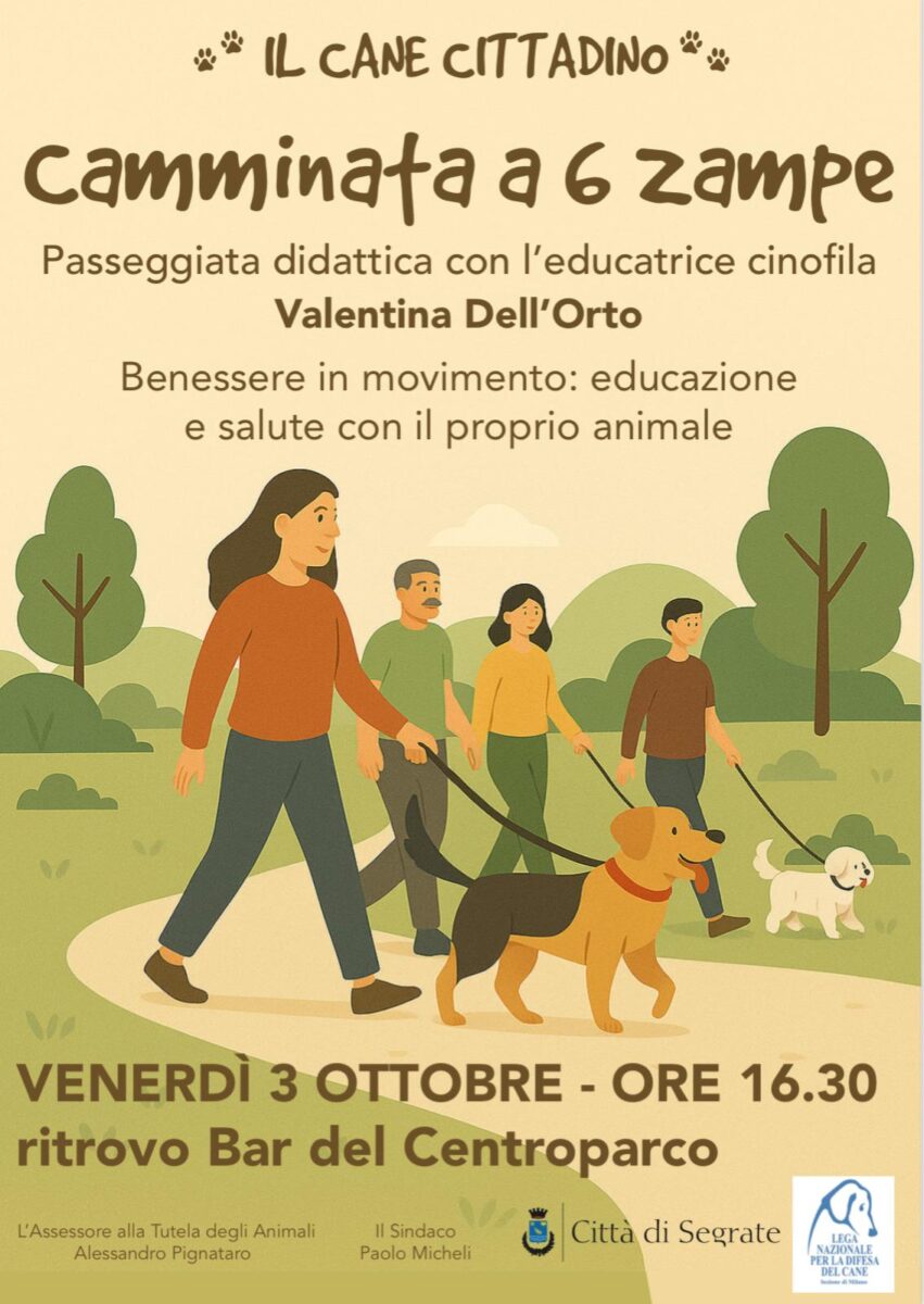 VENERDI’ 6 OTTOBRE CAMMINATA A 6 ZAMPE